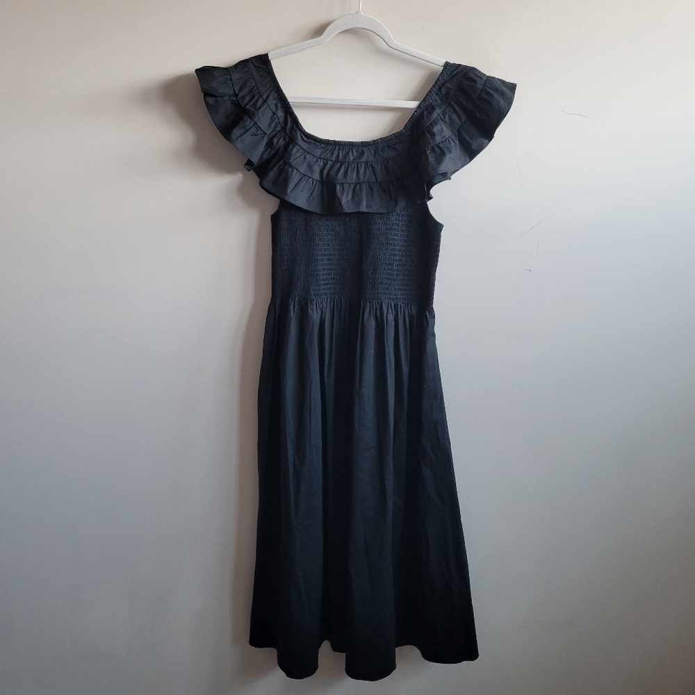 Hill House The Akilah Nap Dress Black Poplin - Picture 3 of 7